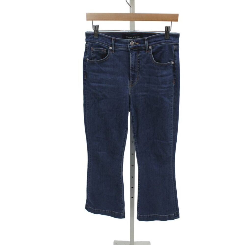 Veronica Beard Women Capri Jeans Dark Blue Mid Rise Button Size 27